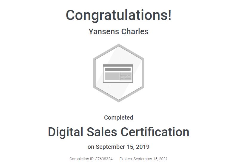 Sertifikat Google Digital Sales: Charles Yansens